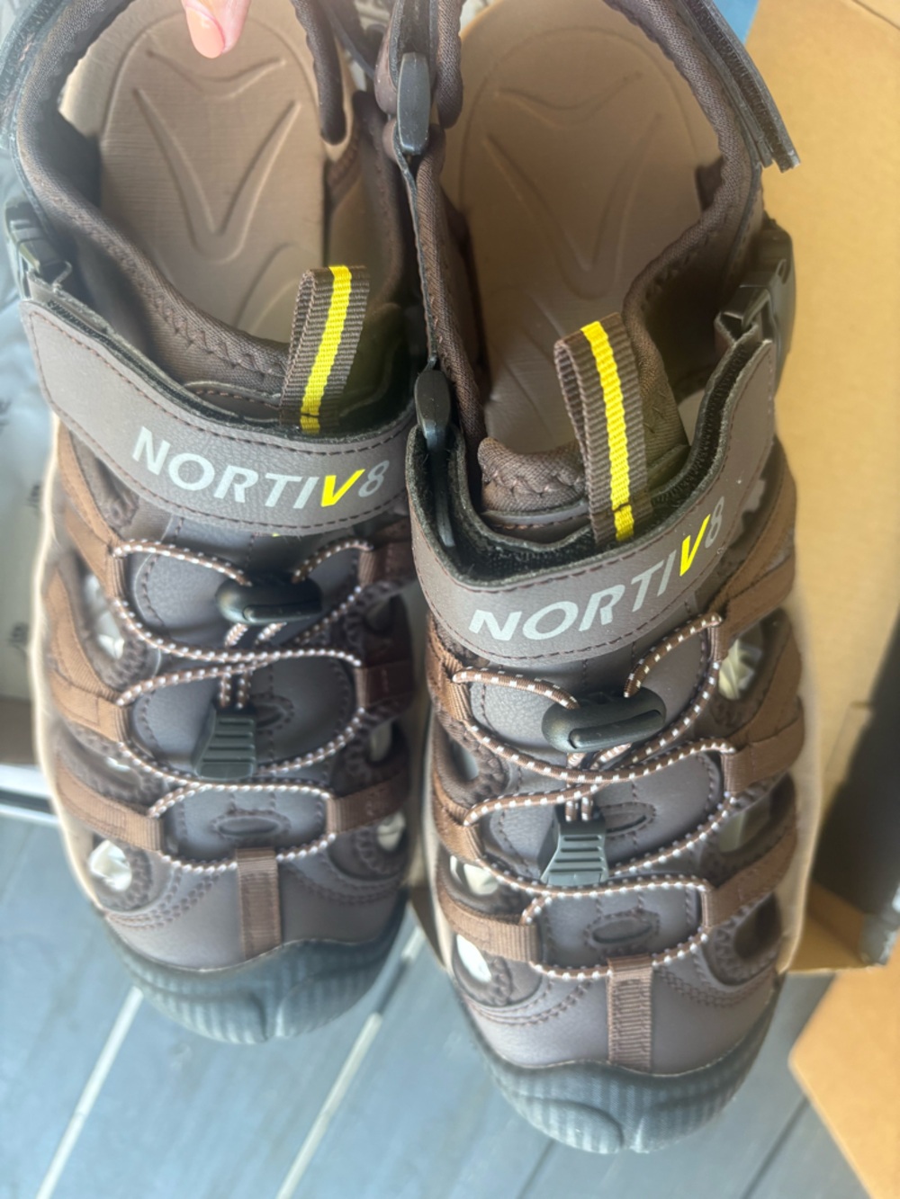 Nortiv 8 Men's Sandals, Closed Toe Athletic Sport Sandals, brown/tan Size 10 - Picture 2 of 9